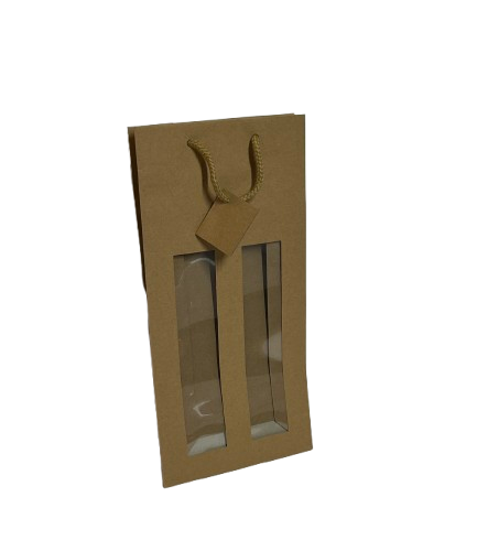 sac kraft avec fenetre deux bouteilles