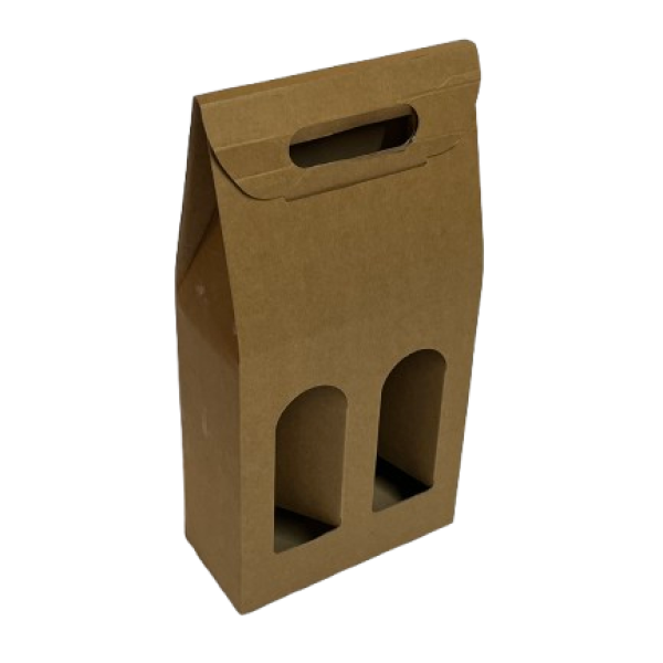 Valisette en carton ondulé avec compartiments pour deux bouteilles de 75cl