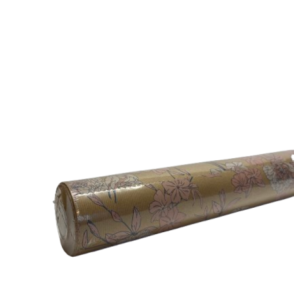 papier cadeau kraft avec des motifs de fleurs