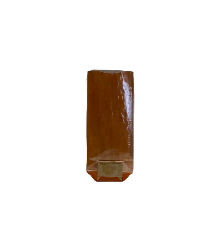 sachet transparent avec un fond orange