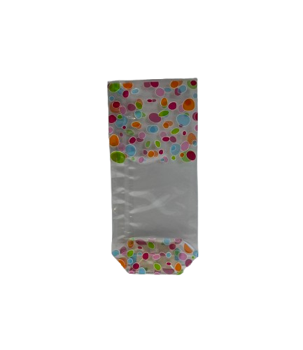 sachet transparent avec des motifs à pois